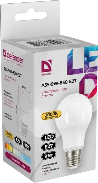 Defender Home - Лампочка светодиодная A55-9W-830-E27 Defender Home - Лампочка светодиодная A55-9W-830-E27