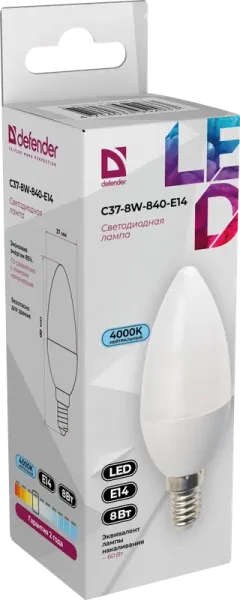 Defender Home - Лампочка светодиодная C37-8W-840-E14 Defender Home - Лампочка светодиодная C37-8W-840-E14