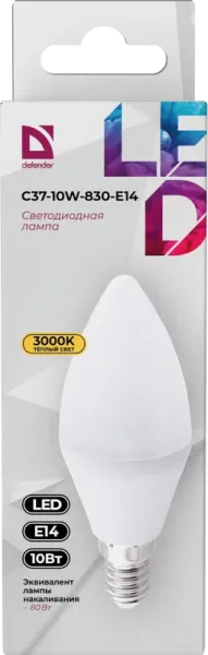 Defender Home - Лампочка светодиодная C37-10W-830-E14 Defender Home - Лампочка светодиодная C37-10W-830-E14