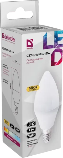 Defender Home - Лампочка светодиодная C37-10W-830-E14 Defender Home - Лампочка светодиодная C37-10W-830-E14