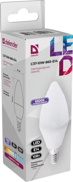 Defender Home - Лампочка светодиодная C37-10W-865-E14 Defender Home - Лампочка светодиодная C37-10W-865-E14