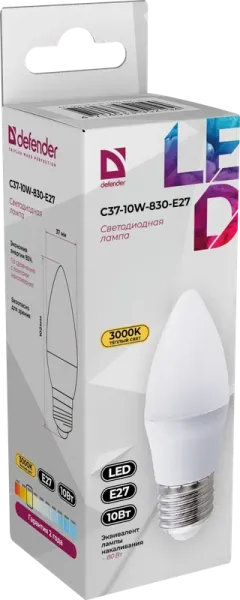 Defender Home - Лампочка светодиодная C37-10W-830-E27 Defender Home - Лампочка светодиодная C37-10W-830-E27