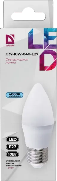 Defender Home - Лампочка светодиодная C37-10W-840-E27