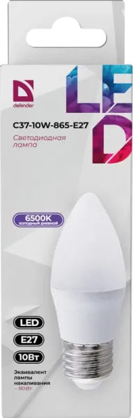 Defender Home - Лампочка светодиодная C37-10W-865-E27 Defender Home - Лампочка светодиодная C37-10W-865-E27