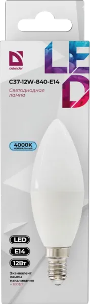 Defender Home - Лампочка светодиодная C37-12W-840-E14 Defender Home - Лампочка светодиодная C37-12W-840-E14