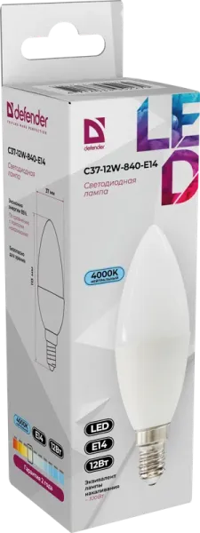 Defender Home - Лампочка светодиодная C37-12W-840-E14 Defender Home - Лампочка светодиодная C37-12W-840-E14