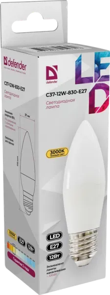 Defender Home - Лампочка светодиодная C37-12W-830-E27 Defender Home - Лампочка светодиодная C37-12W-830-E27