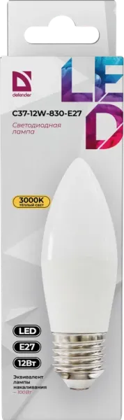 Defender Home - Лампочка светодиодная C37-12W-830-E27 Defender Home - Лампочка светодиодная C37-12W-830-E27