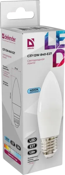 Defender Home - Лампочка светодиодная C37-12W-840-E27 Defender Home - Лампочка светодиодная C37-12W-840-E27
