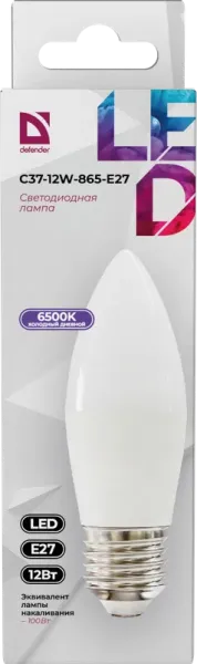 Defender Home - Лампочка светодиодная C37-12W-865-E27 Defender Home - Лампочка светодиодная C37-12W-865-E27