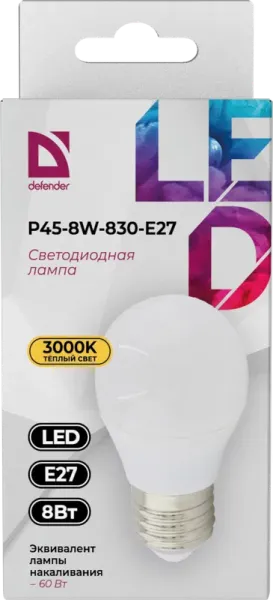 Defender Home - Лампочка светодиодная P45-8W-830-E27 Defender Home - Лампочка светодиодная P45-8W-830-E27