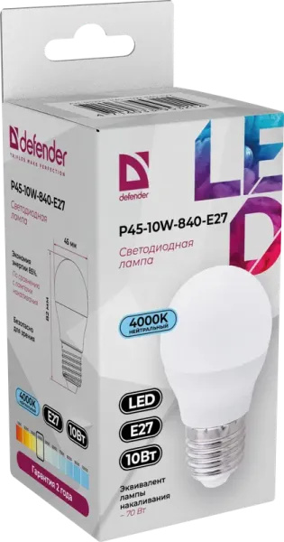 Defender Home - Лампочка светодиодная P45-10W-840-E27 Defender Home - Лампочка светодиодная P45-10W-840-E27