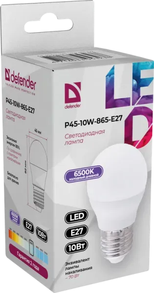 Defender Home - Лампочка светодиодная P45-10W-865-E27 Defender Home - Лампочка светодиодная P45-10W-865-E27