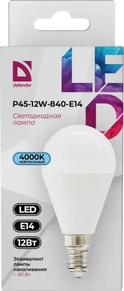Defender Home - Лампочка светодиодная P45-12W-840-E14 Defender Home - Лампочка светодиодная P45-12W-840-E14