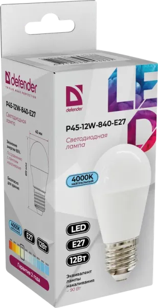 Defender Home - Лампочка светодиодная P45-12W-840-E27 Defender Home - Лампочка светодиодная P45-12W-840-E27