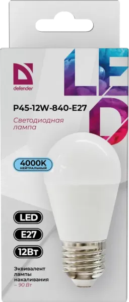 Defender Home - Лампочка светодиодная P45-12W-840-E27 Defender Home - Лампочка светодиодная P45-12W-840-E27