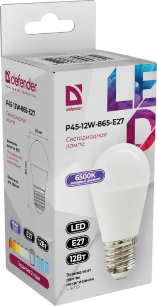 Defender Home - Лампочка светодиодная P45-12W-865-E27 Defender Home - Лампочка светодиодная P45-12W-865-E27